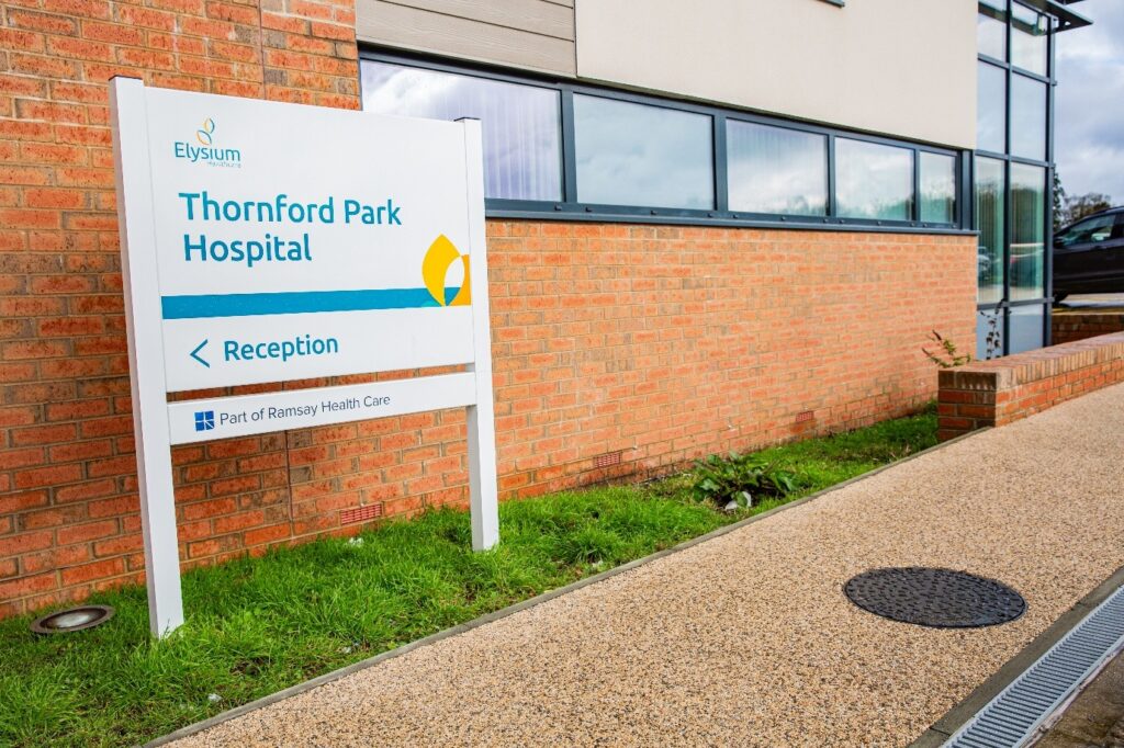 Signage outside Thornford Park Hospital